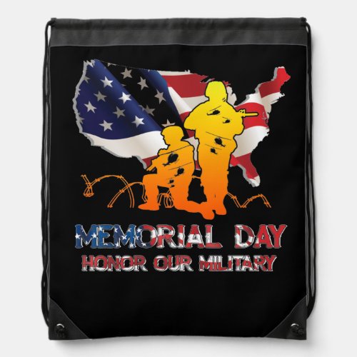 Honor Our Military Soldiers Memorial Day Drawstring Bag