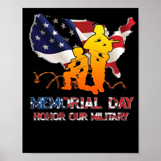 Honor Our Military Soldiers Memorial Day Poster (Front)