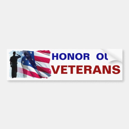 Honor our Veterans Patriotic Military Bumper Sticker