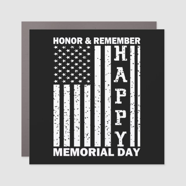 Honor Remember Happy Memorial Day Usa Flag Car Magnet (Front)