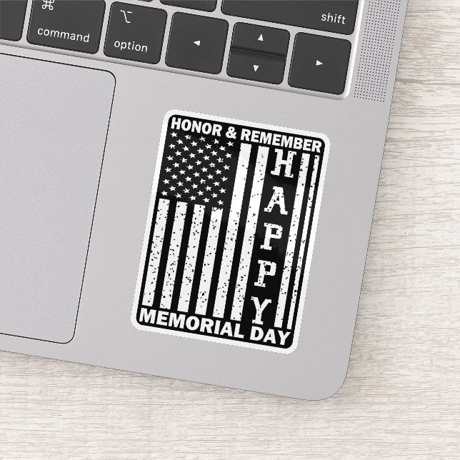 Honor Remember Happy Memorial Day Usa Flag Sticker (Detail)