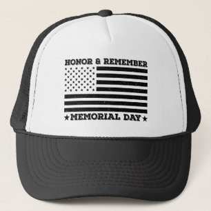 Honor Remember Memorial Day Patriotic Design Funny Trucker Hat