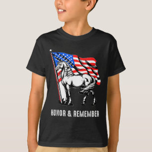 Honor Remember Patriotic Horse American Flag T-Shirt