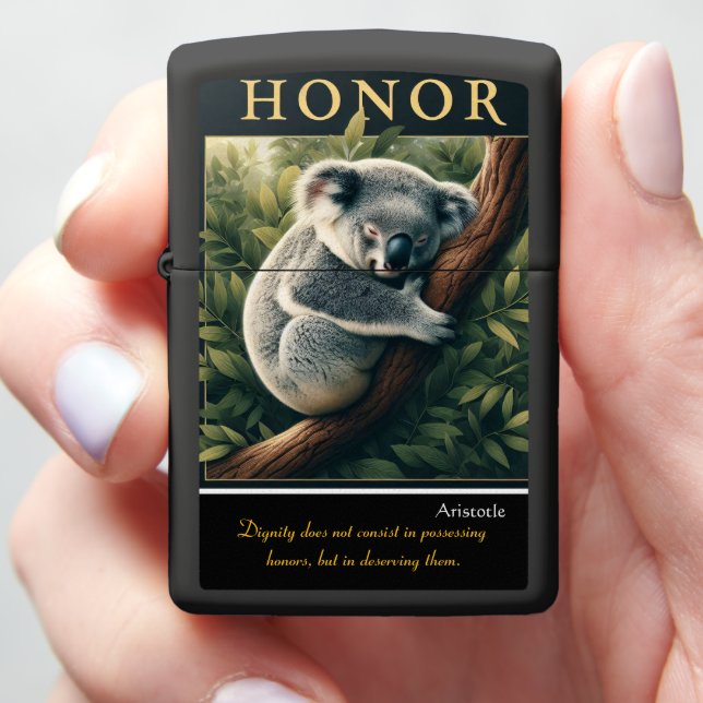 Honor Resides in Koala’s Tranquility Zippo Lighter (In Hand)