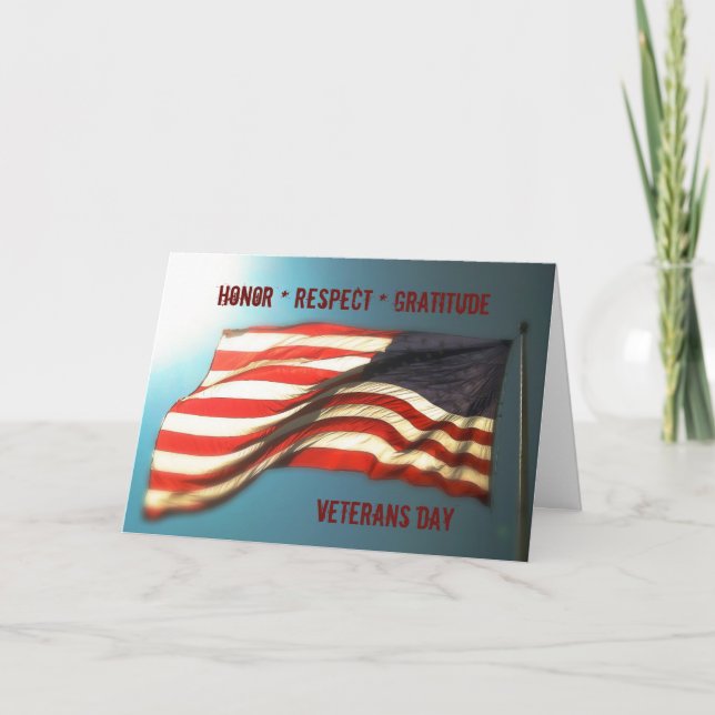 Honor Respect Gratitude - Thank You Veterans Card (Front)