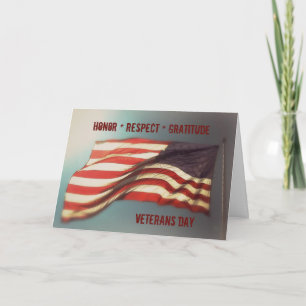 Honor Respect Gratitude - Thank You Veterans Card