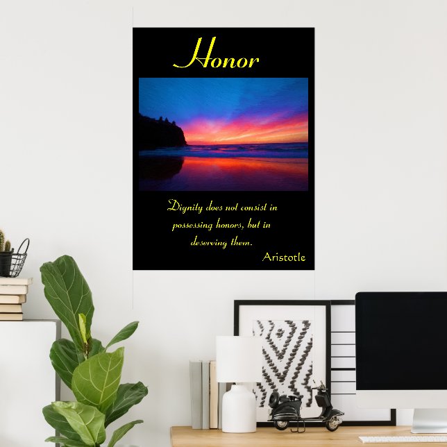 Honor Rises Beneath Morning Seascape Light Poster (Home Office)