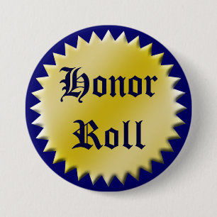 Honor Roll Award Button, Customizable Pinback Button