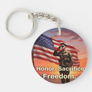 "Honor. Sacrifice. Freedom." US Soldier Flag Keychain
