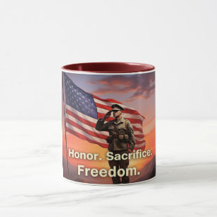 "Honor. Sacrifice. Freedom." US Soldier Flag Mug