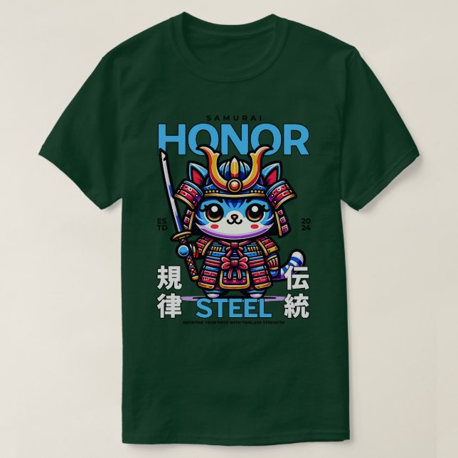 Honor Samurai cat Worrior T-Shirt (Design Front)