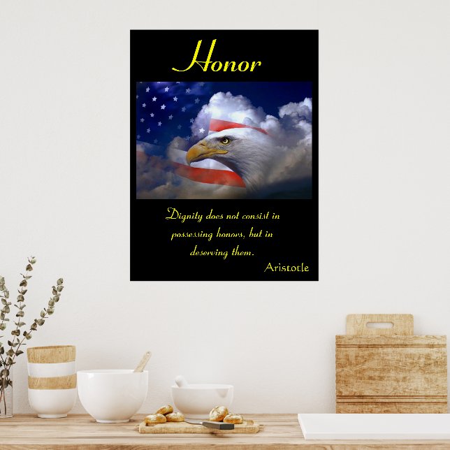 Honor Shines Beneath Eagle's Fierce Gaze Poster (Kitchen)