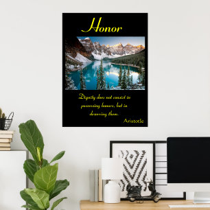 Honor Soars Over Majestic Mountain Peaks Poster