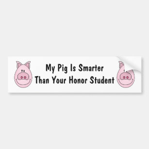Honor Student Pig Bumper Sticker