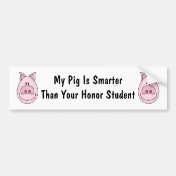 Honor Student Pig Bumper Sticker by ThePigPen at Zazzle