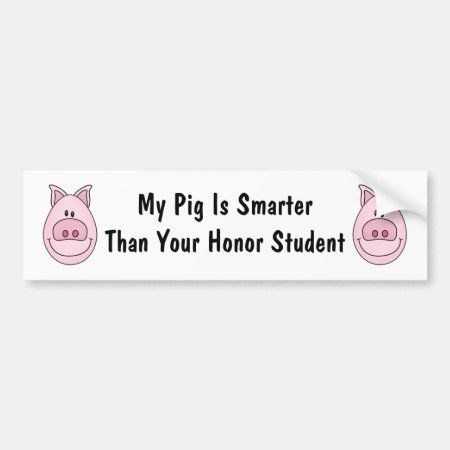 Honor Student Pig Bumper Sticker