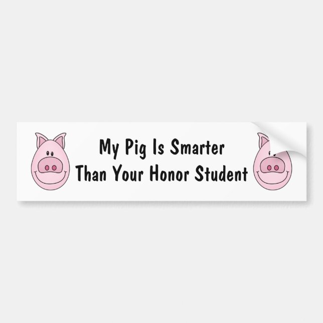 Honor Student Pig Bumper Sticker (Front)