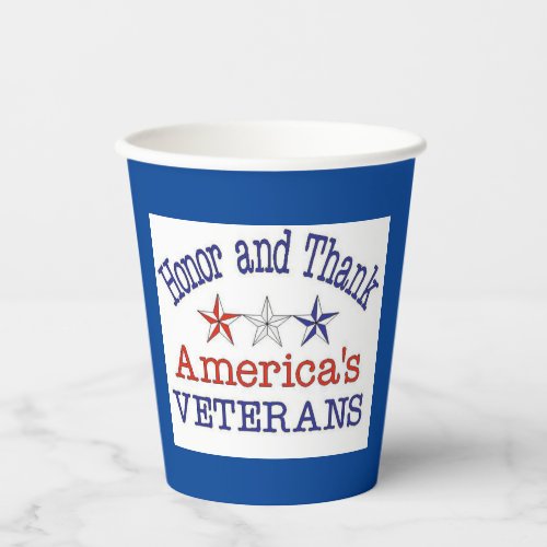 Honor Thank American Veterans Paper Cups