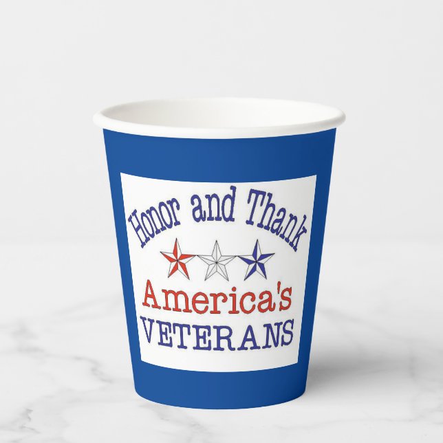 Honor Thank American Veterans Paper Cups (Front)