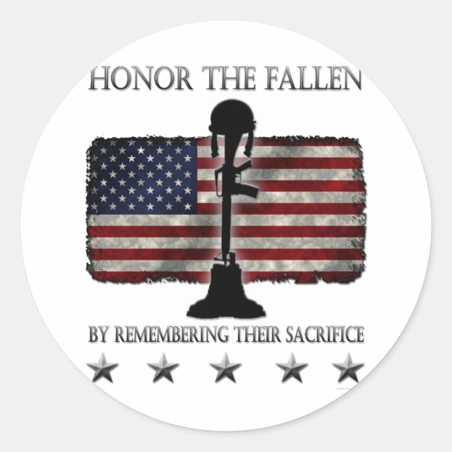 Honor The Fallen Classic Round Sticker (Front)