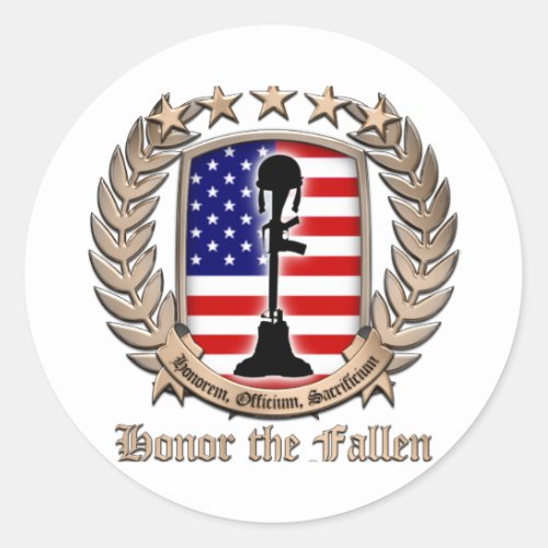 Honor The Fallen _ Crest Classic Round Sticker
