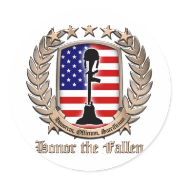 Honor The Fallen - Crest Classic Round Sticker Honor The Fallen - Crest Classic Round Sticker