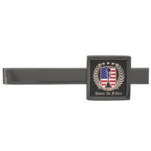 Honor The Fallen - Crest Gunmetal Finish Tie Bar