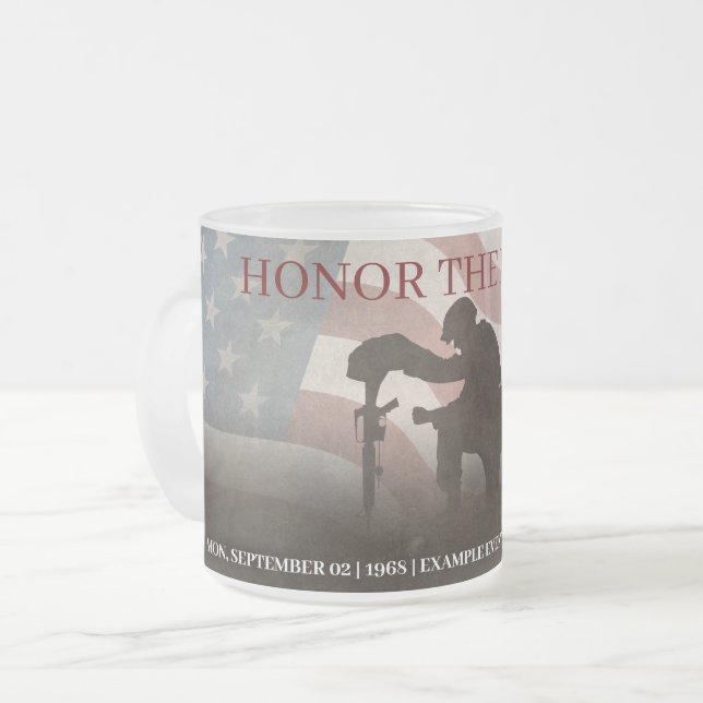 Honor The Fallen Frosted Glass Coffee Mug (Front Left)
