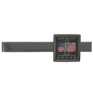 Honor The Fallen Gunmetal Finish Tie Clip