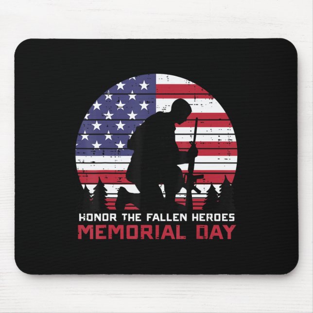 Honor The Fallen Heroes Memorial Day US Flag Men W Mouse Pad (Front)