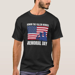 Honor The Fallen Heroes Memorial Day Vintage Flag T-Shirt