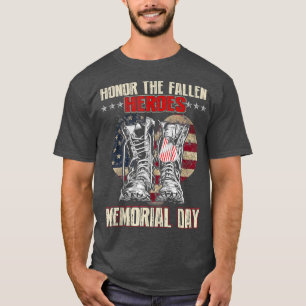 Honor The Fallen Heroes Memorial Day Vintage Flag T-Shirt