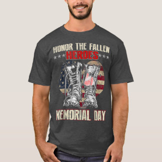 Honor The Fallen Heroes Memorial Day Vintage Flag T-Shirt