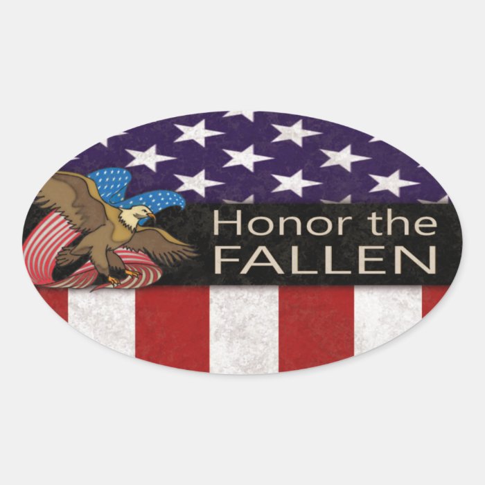 Honor the Fallen Military Oval Sticker | Zazzle