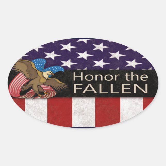 Honor the Fallen Military Oval Sticker (Front)