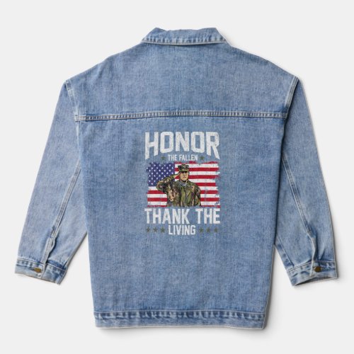 Honor The Fallen Military Veterans  Denim Jacket