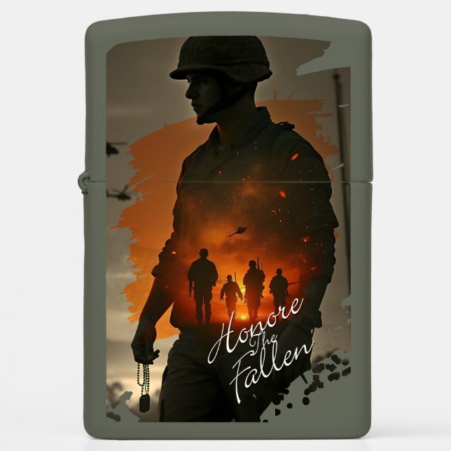 Honor the Fallen – Remember Their Sacrifice Zippo Lighter (Front)