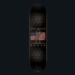 Honor The Fallen Skateboard<br><div class="desc">In honor of our fallen armed services members. A Soldiers Cross with the American flag in the background. The five stars represent the five branches of the US military.</div>