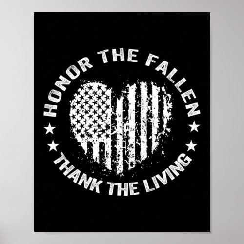 Honor The Fallen Thank The Living Heart Memorial D Poster