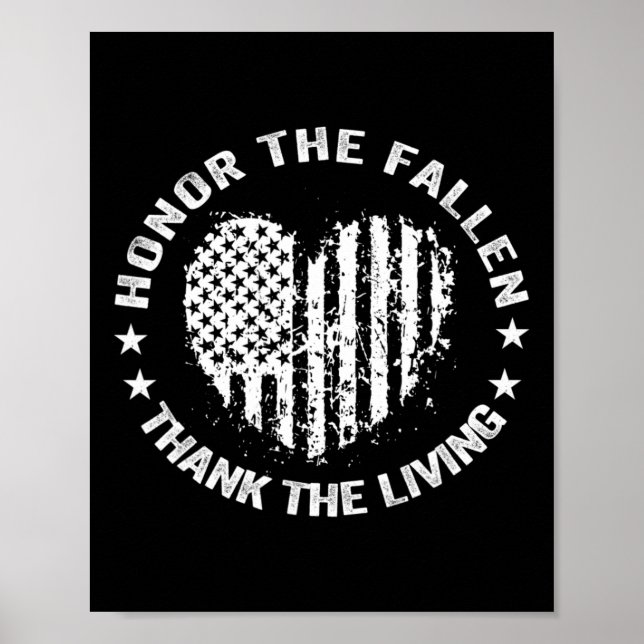 Honor The Fallen Thank The Living Heart Memorial D Poster (Front)