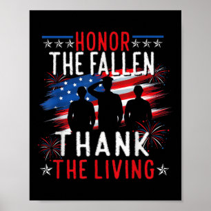 Honor The Fallen Thank The Living Memorial Day Vet Poster