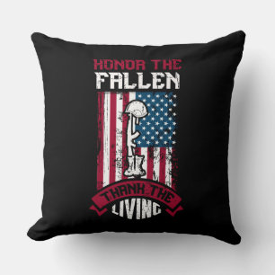 Honor The Fallen, Thank The Living Patriotic Throw Pillow