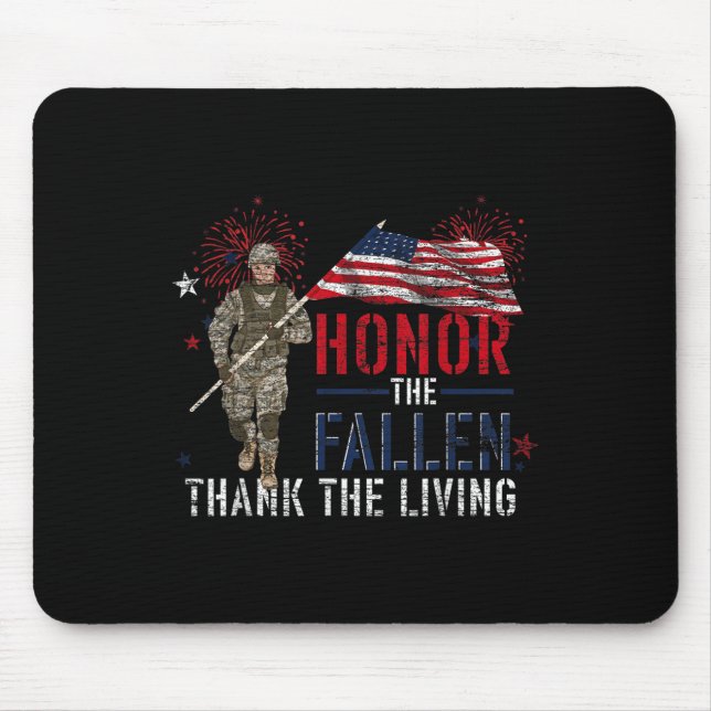 Honor The Fallen Thank The Living Us Flag Mouse Pad (Front)