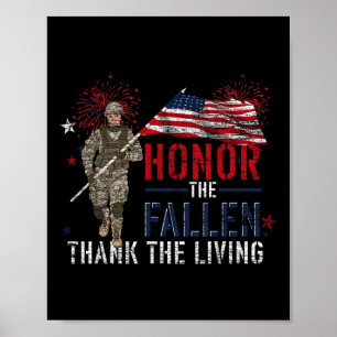 Honor The Fallen Thank The Living Us Flag Poster