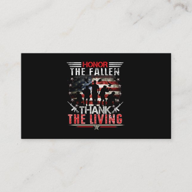 Honor the Fallen Veteran Themed Military Support M Business Card (Front)