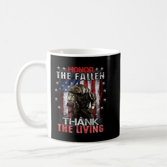 Honor the Fallen Veteran Themed Military Support V Coffee Mug (Left)