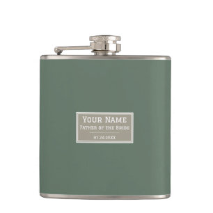 Honor the Father of the Bride: Elegant Sage Green Flask