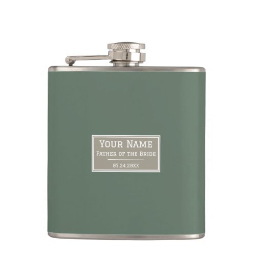 Honor the Father of the Bride Elegant Sage Green Flask