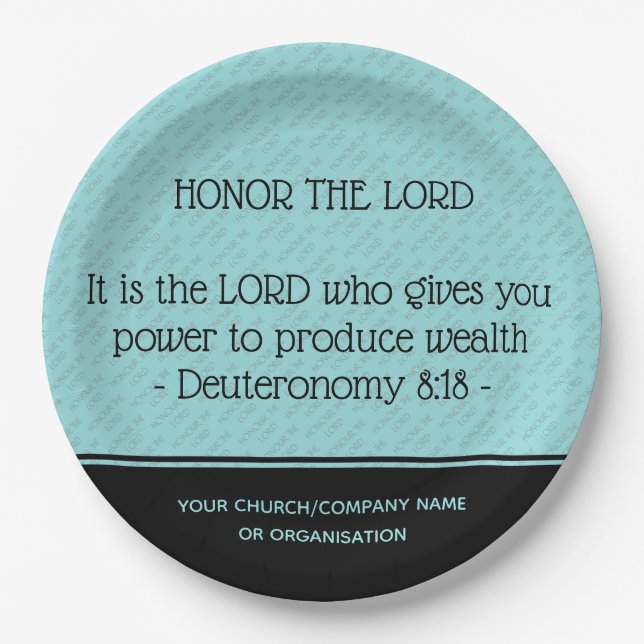 HONOR THE LORD Church Business Personalized Paper Plates (Front)