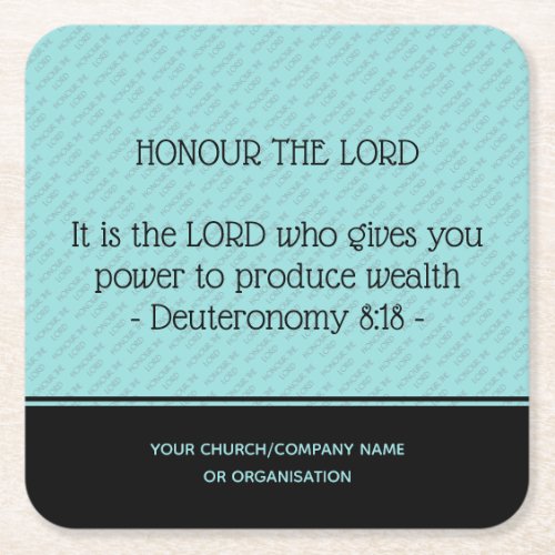 HONOR THE LORD Church Business Personalized Square Paper Coaster